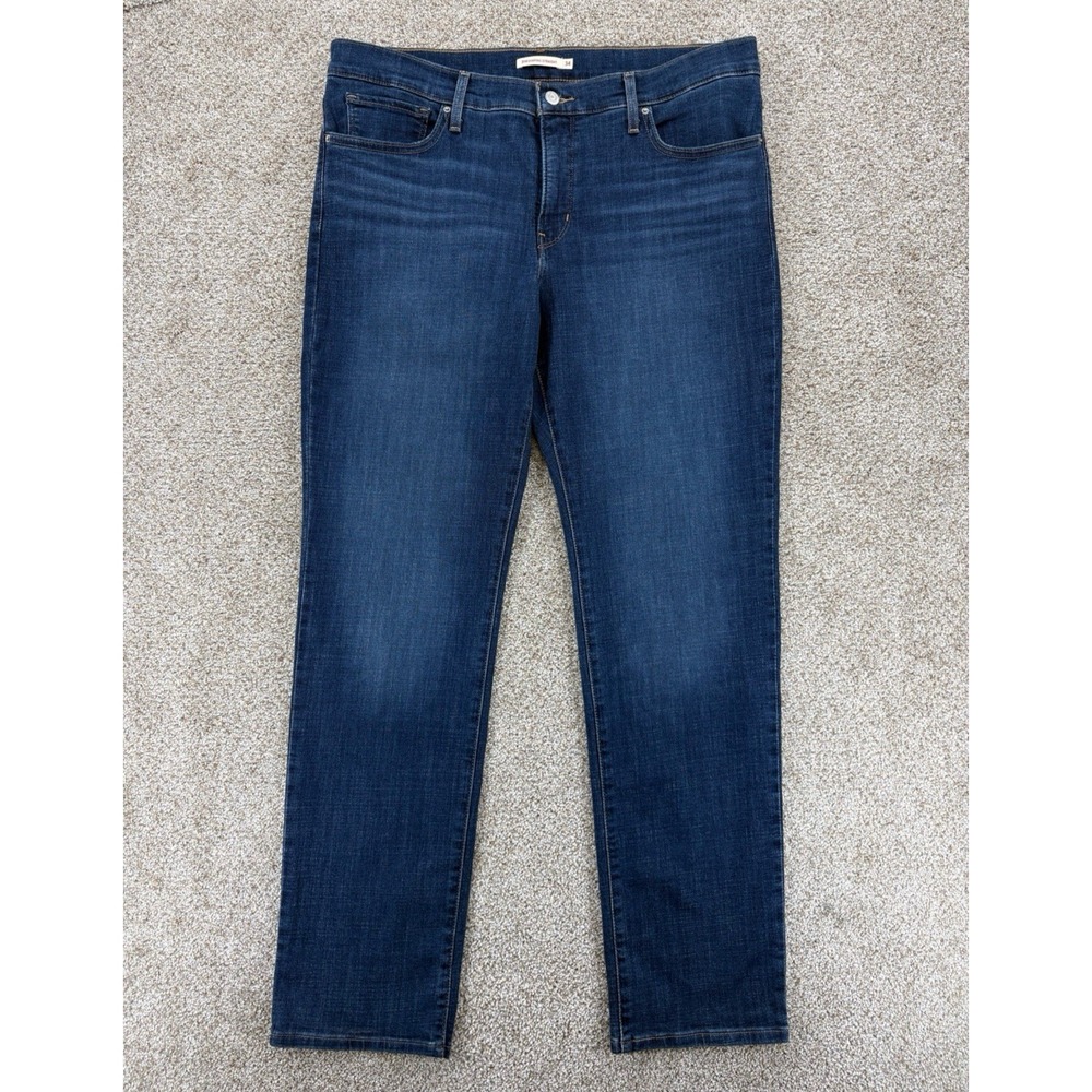 Levis 314 Shaping Straight Jeans Size 34 Blue Medium Wash Mid-Rise Stretch Denim